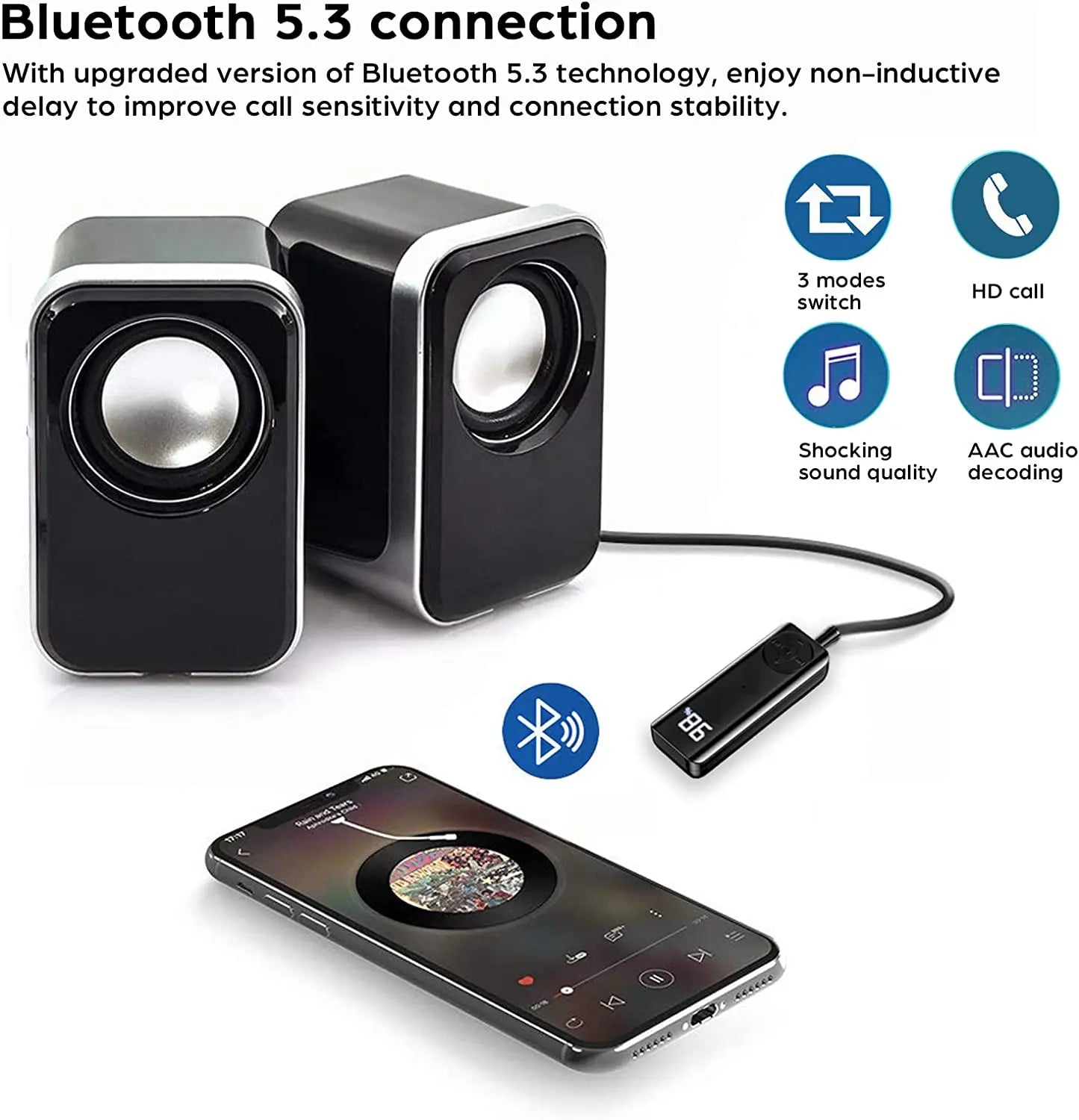 Bluetooth 5.3 Receiver 3.5mm AUX Adapter for Car Headphone Speaker Music Wireless Bluetooth 3.5 Jack Audio Receiver