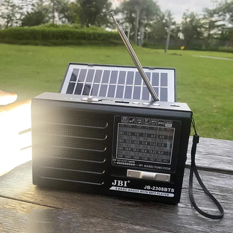 Mini Portable FM AM SW Radio Solar Charging Emergency Radios Wireless Bluetooth Speaker MP3 Music Player Support TF Card U Disk