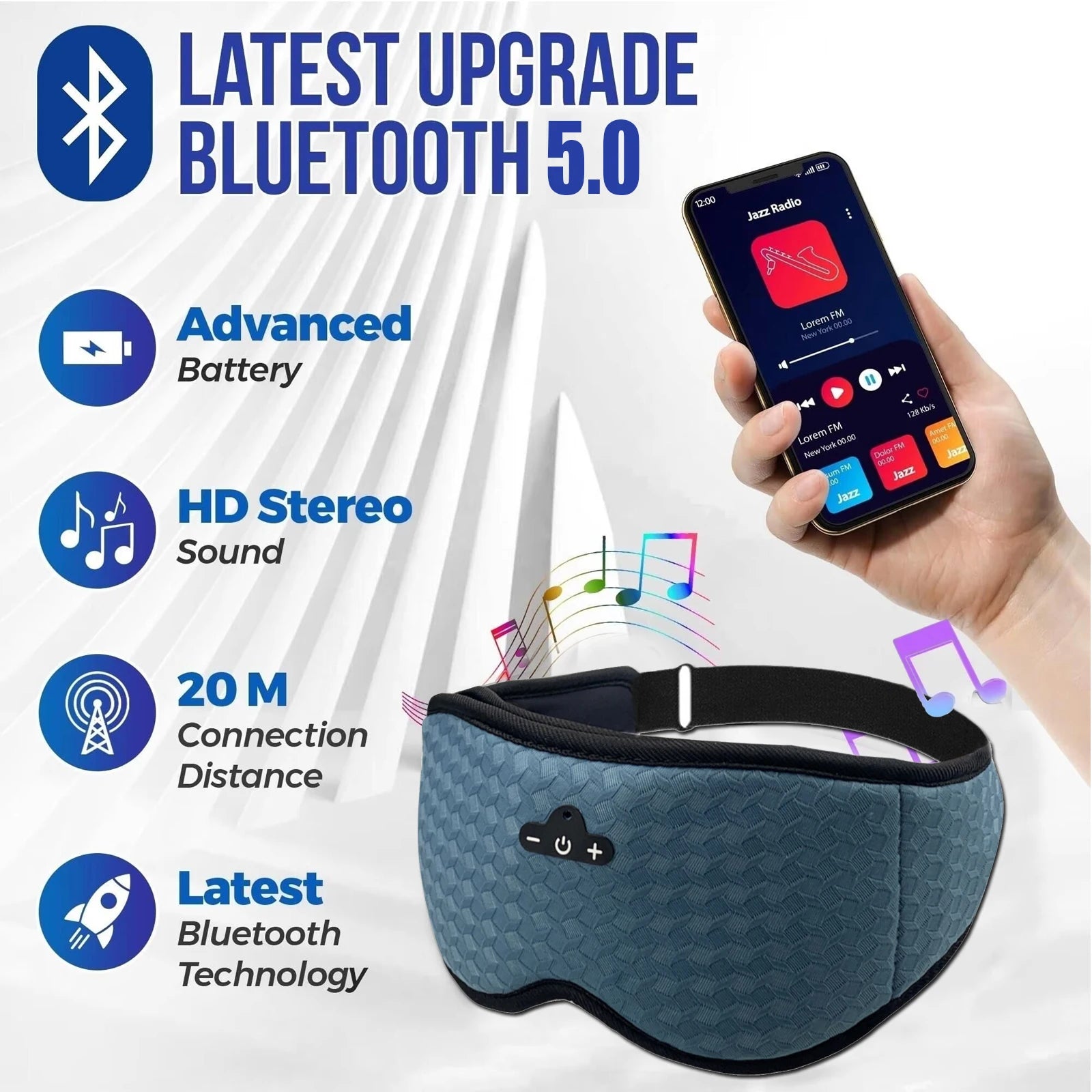 Sleep Headset 3D 5.0 Headset Wireless Talk Binaural Stereo Sleep Artifact Breathable Music Eye Mask Mask Light Gift
