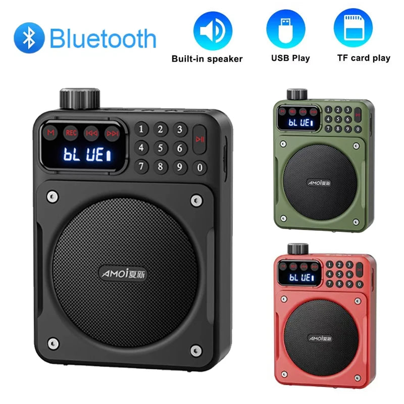 Mini Portable FM Radio Removable Rechargeable Battery Radios Receiver Bluetooth Soundbar TF USB Music Player Voice Amplifier