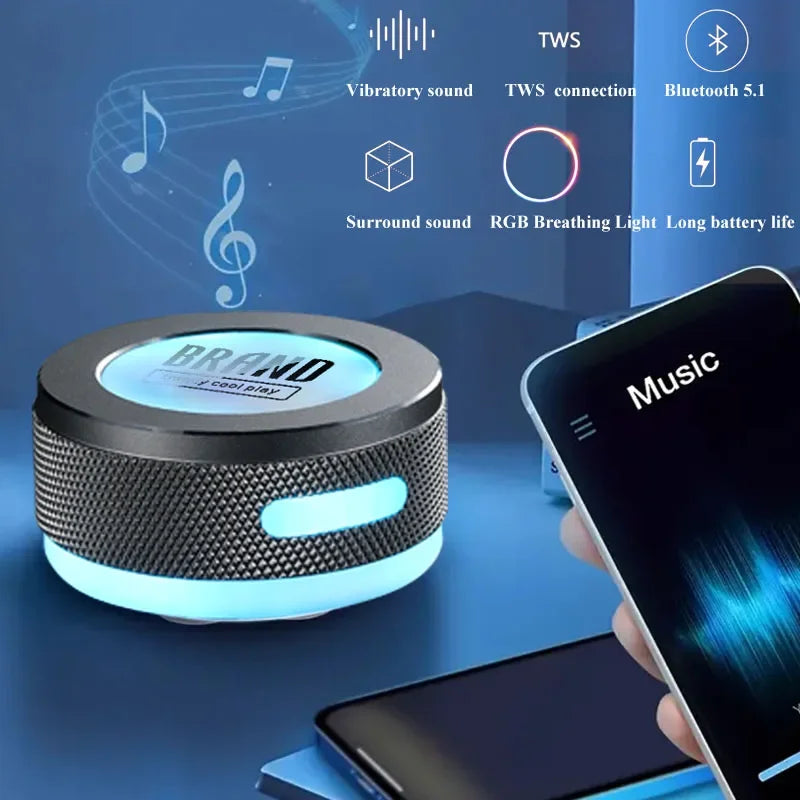 Bone Conduction Vibration Bluetooth Speaker Suction Cup&Magnetic Suction Surround Sound Music Box RGB Breathable Light MP3 Pla