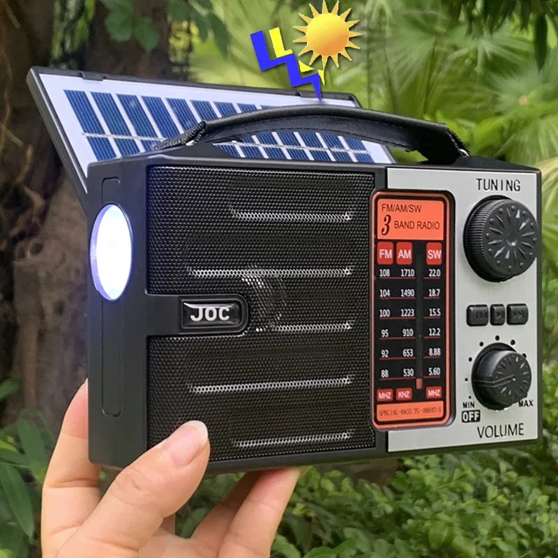 Portable Emergency Radio Solar Charging FM AM SW DSP Radios Receiver Wireless Bluetooth Speaker with Flashlight Support TF USB