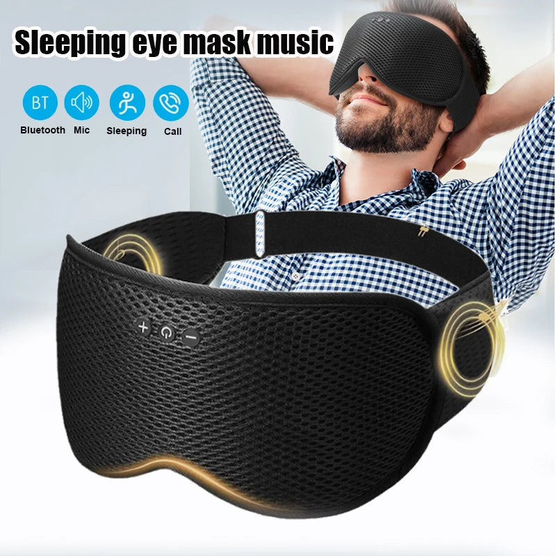 Bluetooth Wireless Sleeping Headphones 3D Blindfold Soft Washable Music Headset Eyemask Handsfree Call Earphones Adjustable