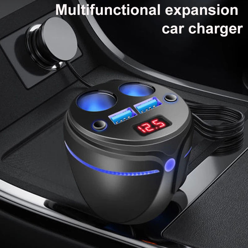 URANT Multifunctional 2 USB Car Charger Cup Holder Display Car Charger Cigarette Lighter Splitter With Voltage Display