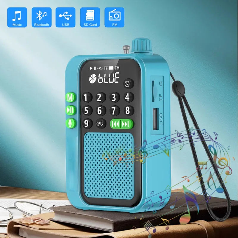 2025 Mini Radio Best Reception FM Radios Portable Wireless Bluetooth Speaker HD Recorder Support TF Card U Disk Timer off