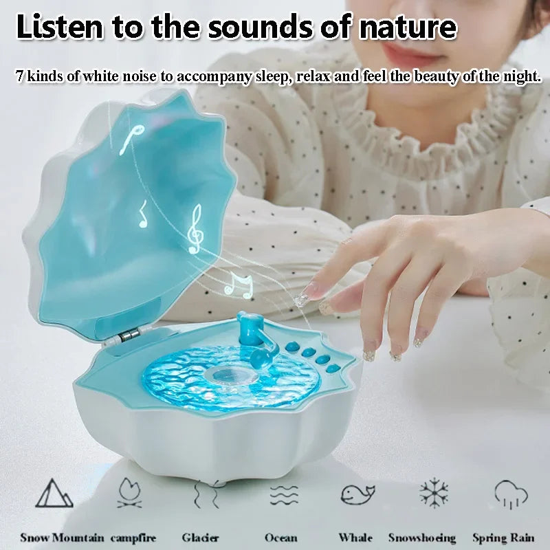 Mini VIntage Bluetooth Speaker White Noise Sleep Aid Bluetooth Soundbar with Colorful Projection Light Wireless Music Player
