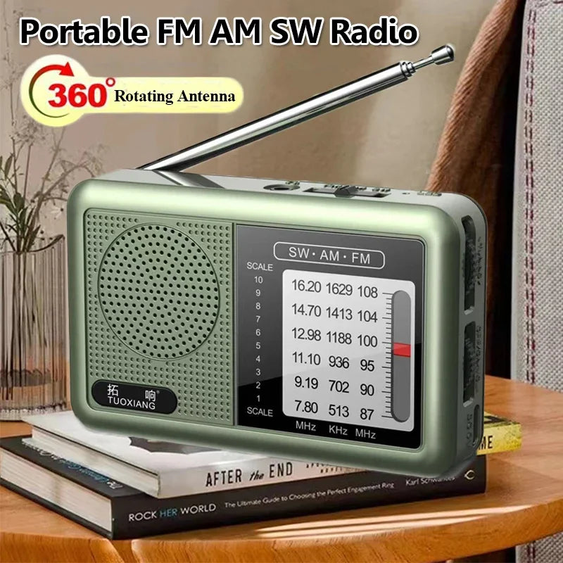 Mini Portable FM AM SW Radio Best Reception DSP Chip Radios Receiver Built-in Loud Volume Speaker Support 3.5mm Headphones Pla