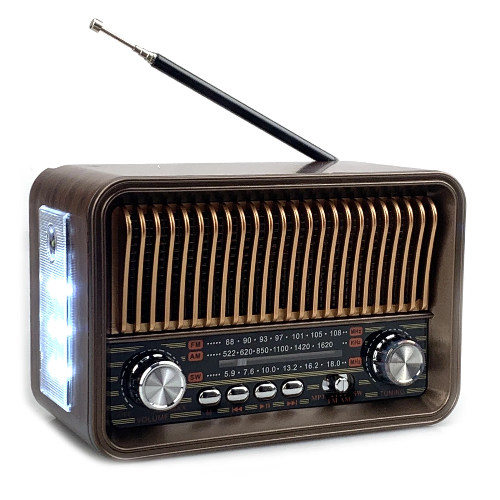  Classic Retro Full Band Radio Portable FM AM SW Radios Receiver LED Flashlight Bluetooth Speaker Soundbar TF USB Music Player